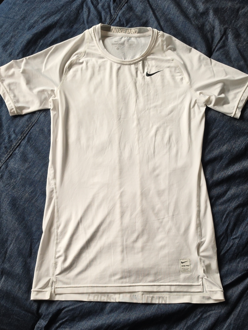 Nike Pro White Short Sleeve Compression Performance Dri-fit Tee